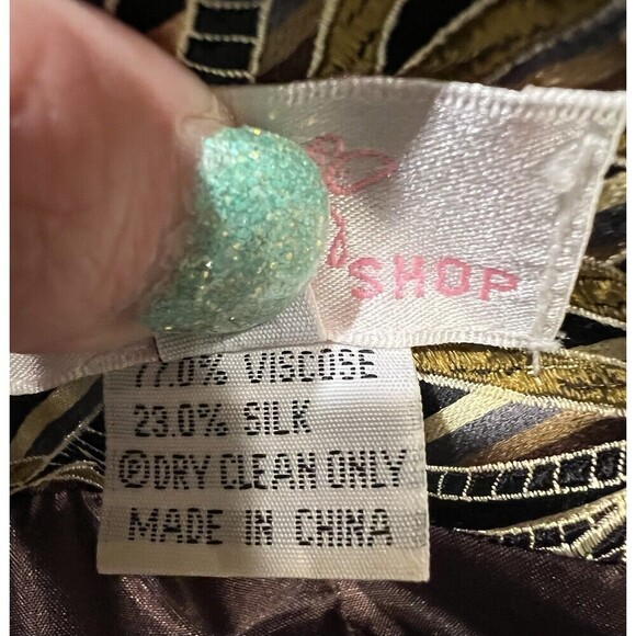 The DragonFly Shop Metallic Gold And Black One Button Blazer Jacket Size XL - Picture 7 of 7